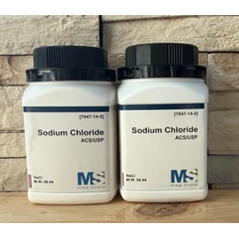 Sodium Chloride Crystals ACS, 99+%, Certified, 1Kg- 2x500g Bottles