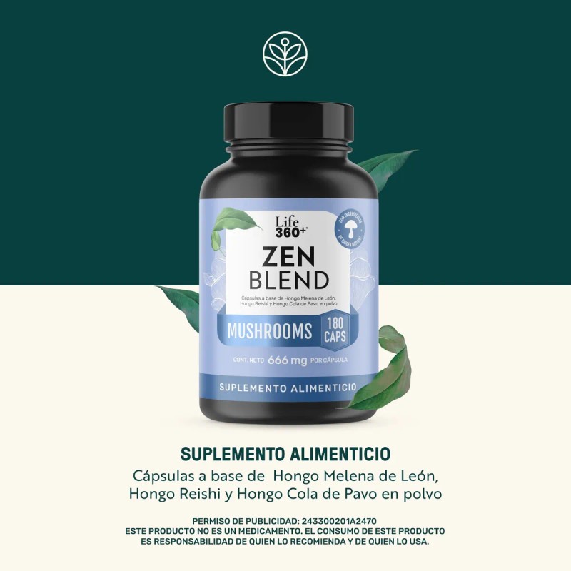 Zen Blend Life 360 180 Cpsulas Reishi Cola De Pavo