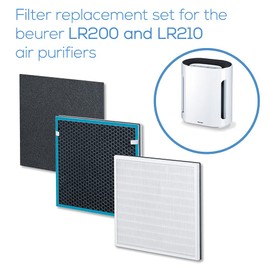 Beurer LR200/210 Filter Replacement Set, 3-Layer Filter System: HEPA Filter H13, Activated Carbon Filter, Pre-filter, Give Your Air Purifier a New Lease of Life, Captures 99.95% of Harmful Particles