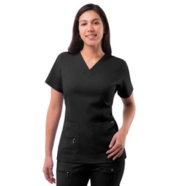 Adar Uniforms, Pro Scrubs for Women - Elevated V-Neck Scrub Top - P4212 - Black - 2X