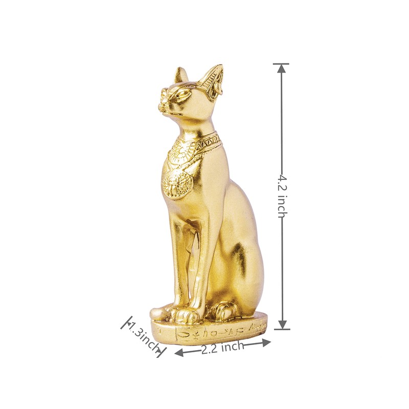 EASCHEER Egyptian Cat Goddess Bastet Statue Egyptian Decoration 4.2" Gold