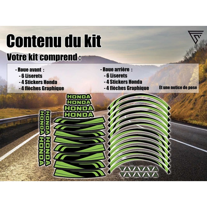 Complete Set of Premium Quality Motorcycle Rim Stickers (2 Wheels)