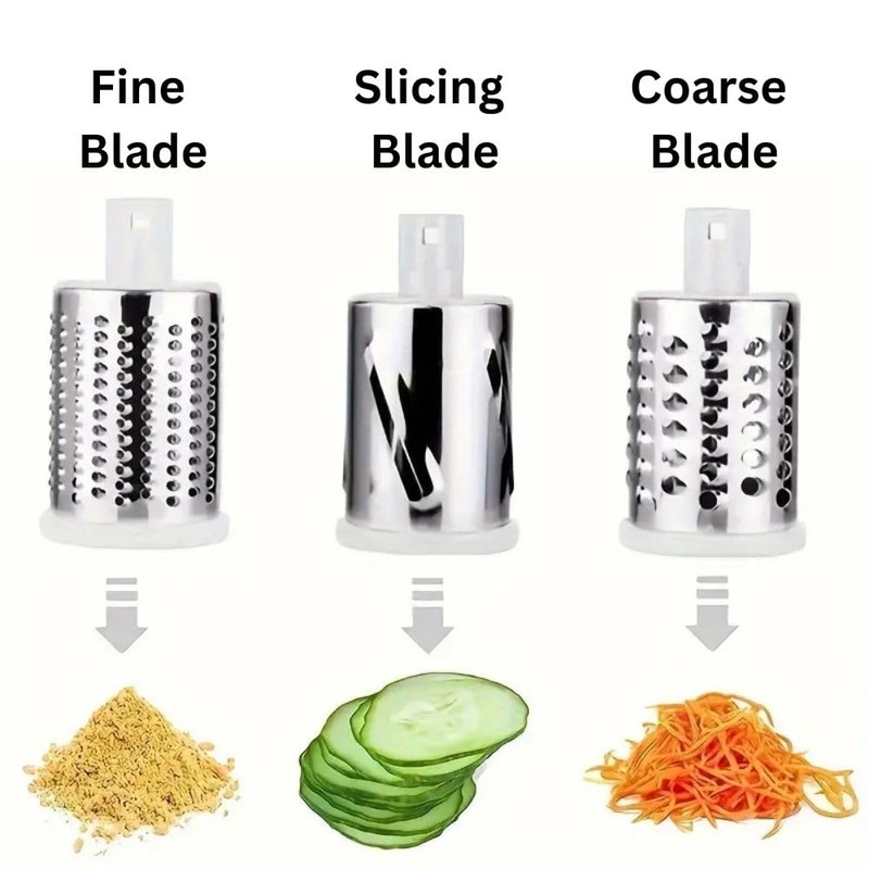 RJP Rotary Cheese Grater & Vegetable Slicer with Three Drum