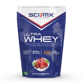 SCI-MX Ultra Whey Protein Muscle Building & Recovery Protein Powder With Naturally Occurring Glutamine & Amino Acids - Strawberry Flavour - 800G - 18 SERVINGS