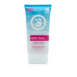 Surface Sheer Touch Sunscreen Lotion - Coconut, Mango Guava Fragrance, Light, Clean, Reef Friendly (Oxybenzone, Octinoxate, Octisalate FREE) SPF50 Broad Spectrum UVA/UVB Protection, Cruelty & Paraben Free, Water Resistant(80 Min), 6oz