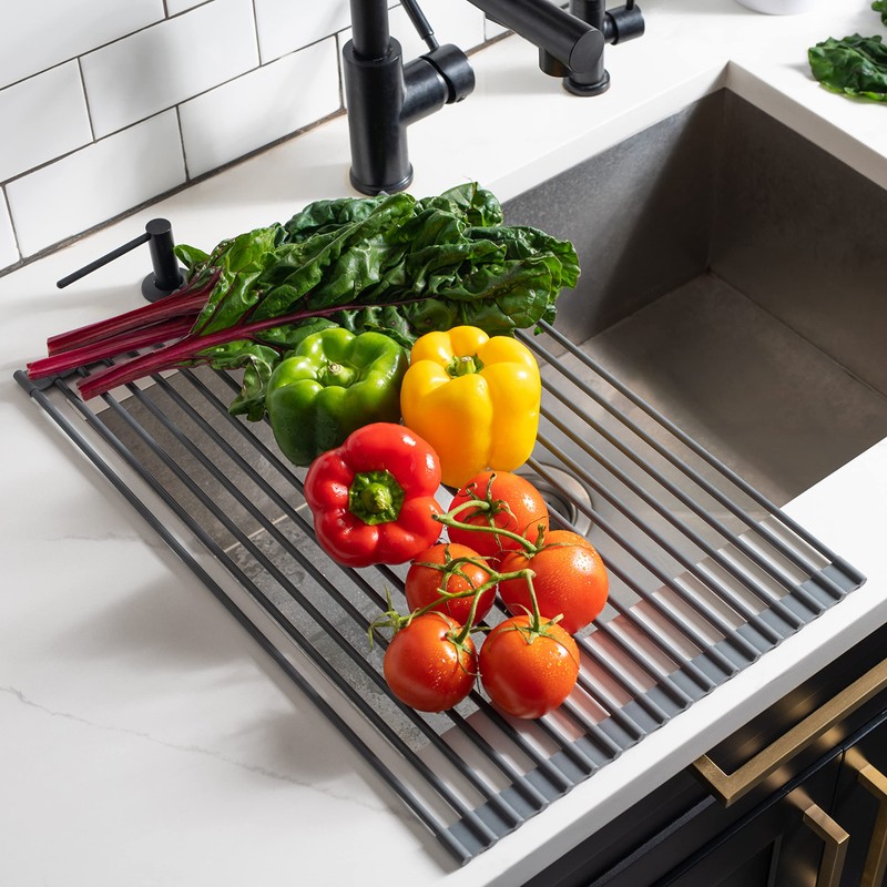 edge Roll Up Dish Drainer, Over The Sink Multi-Purpose Foldable