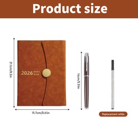 QINGYIWL Calendar 2026, A5 Diary 2026 with Pen and Monthly Index, Appointment Calendar, Book Calendar, Weekly Planner, School Planner (Jan 2026-Dec 2026, Dark Brown)