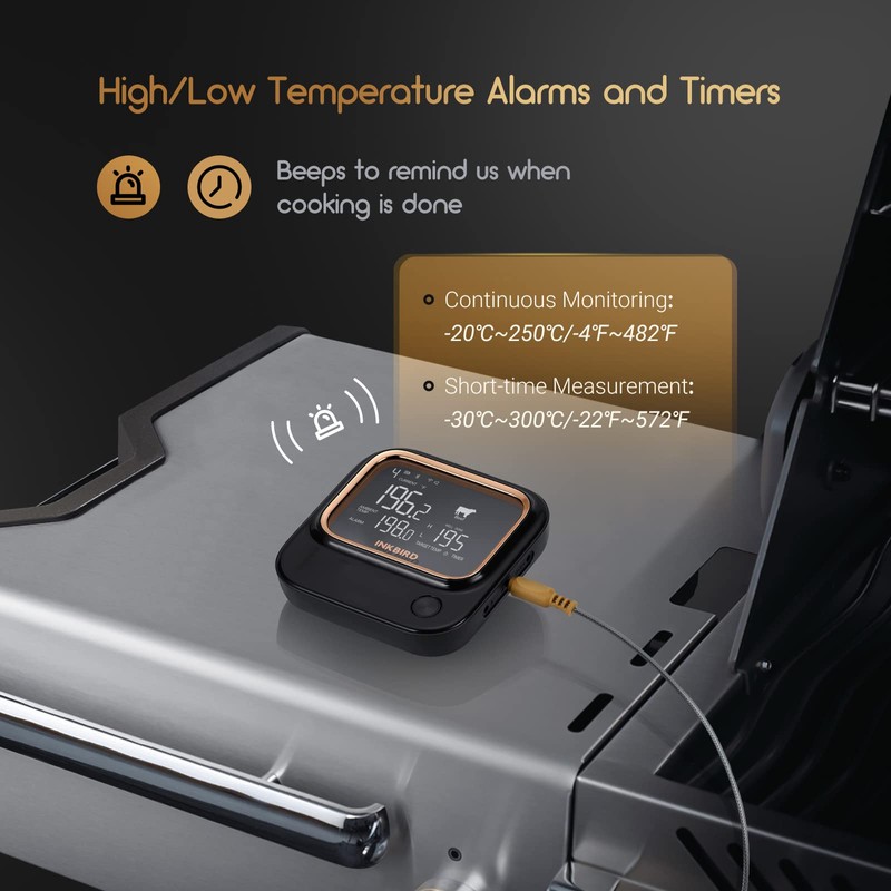 INKBIRD IBT-26S Bluetooth Wi-Fi BBQ Thermometer, with 4 Food-Grade Probes,