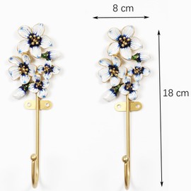 bordorsse Vintage Wall Hooks Decorative Rack Hangers, 2 Pack Metal Wall Mounted Hook with Flower Shape for Hanging Coats