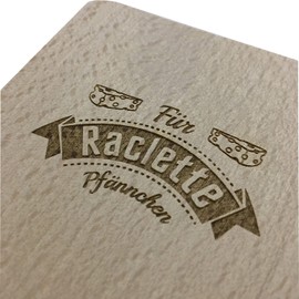 Set of 8 Raclette Coasters with Engraving, “Für Raclette” (German Language)