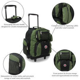 World Traveler Transworld 22-Inch Carry-On Rolling Backpack, Olive
