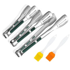 WEZCHUGHAOL BBQ 3-Piece Set Outdoor Salad Serving Buffet BBQ Portable Kitchen Cooking, Cooking Tongs, Kitchen Tongs - Stainless Steel Metal,