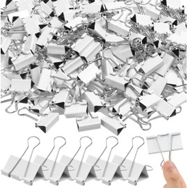 Jetec 100 Pack 1in/25mm White Metal Binder Clips Bulk Medium Reusable Fold Back Binder Clips Paper Clamps Spring Steel Sturdy for Home School Office Supplies