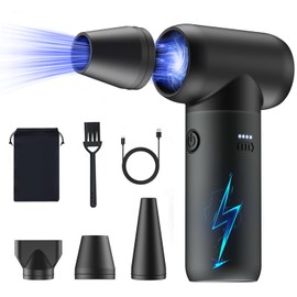 Kayoosi Soplador Jet Dry, 150000 RPM 3-Velocidades Soplador Turbo Jet Eléctrico, Colector de Polvo Eléctrico Portátil con Indicador de Electricidad, 3 Boquillas para Limpiar Coches, Teclados, Barbacoa