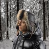 Unisex Ushanka Trapper Bomber Hat Brown Rabbit Fur Leather Aviator