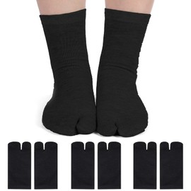 6 Pairs Flip Flop Socks Unisex Split Toe Socks Cotton Tabi Socks for Women Men (Black)