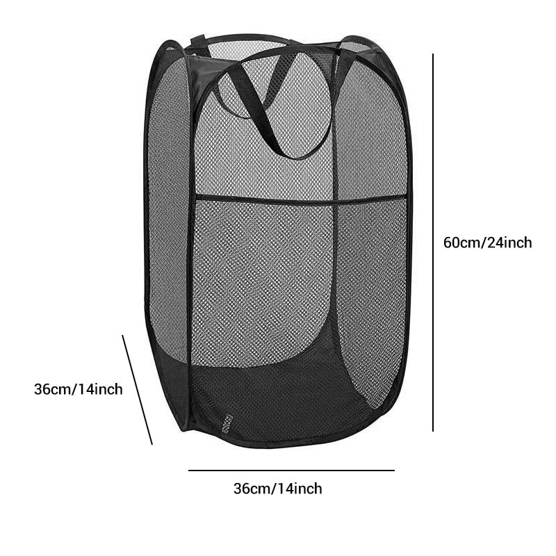 2 Pack Pop Up Collapsible Laundry Baskets, Foldable Mesh Popup