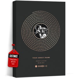 VICILO Custom Song Lyrics Canvas Couples Photo Gifts For Him Anniversary, Music Vinyl Record Color Variant Shadow Print, Valentines Day Cool Presents For Home Decor