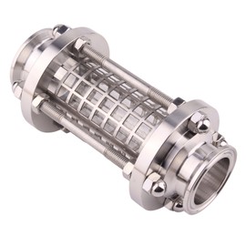 DERNORD in-Line Sight Glass with Clamp End,Flow Sanitary Straight Sight Glass SUS316 Tri Clamp Type. (Flow Pipe OD38MM(Cage Protection Type))