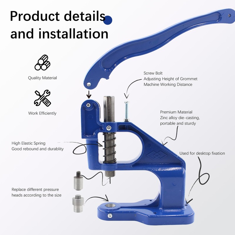 Heavy Duty Grommet Tool Kit Hand Press Grommet Machine 3000pcs