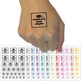Congrats Grad Graduate Graduation Cap Diploma Temporary Tattoo Water Resistant Fake Body Art Set Collection - Light Pink (One Sheet)