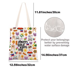 G2TUP Filipino Tote Bag Philippines Travel Bag Philippines Souvenir Gifts Filipinos Shoulder Bag Always Galavanting Gift (Galavanting ca)