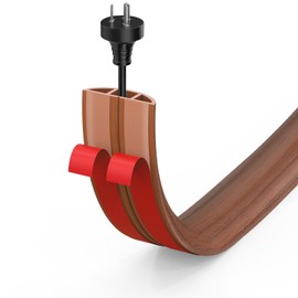 Eapele Floor Cord Cover 6 ft, Wood Brown Floor Cable Cover Self Adhesive Cable Protector, Prevent Trip Hazard for Home Office or Outdoor Settings, Cable Cavity 0.47" (W) x 0.27" (H)