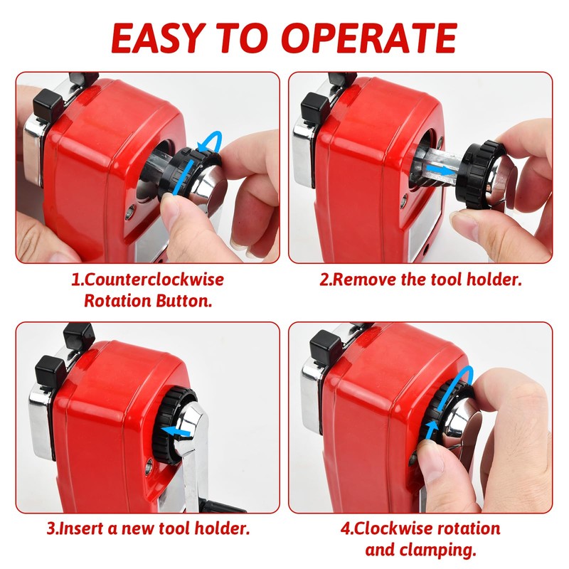Pencil Sharpener with Container, Metal Sharpener with Crank, Manual Sharpener