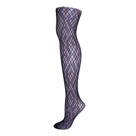 MeMoi Women's Checkered Diamonds Nylon Net Tights Black Small/Medium