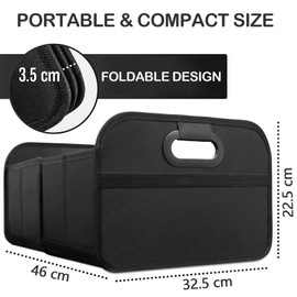 ZANZER Car Boot Organiser, Car Storage Organiser With Reinforced Base and Comfort Handle, Car Tidy Accessories, Collapsible Multi Compartment Car Organiser