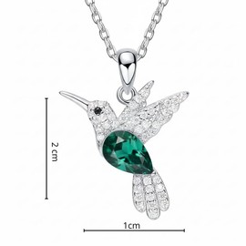 Mayfer | Collar de plata esterlina .925 para mujer con dije de colibrí decorado con cristal aústriaco
