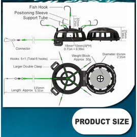 Wshxjzyay 2 Pack Reverse Bottom Bait Cage Fishing Hook, 360° Floating Bait Cage Fishing Hook, Spring Baits Cages Trap Fishing Hooks for Carp Tilapia Catfish, Fishing Lover Gifts