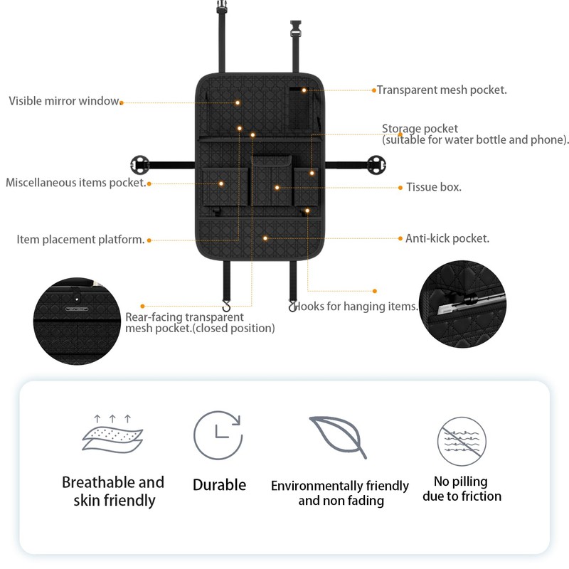 GMQ Seat Organizer 1 Pack, Car Backseat Organizer with Tray,Multifunctional