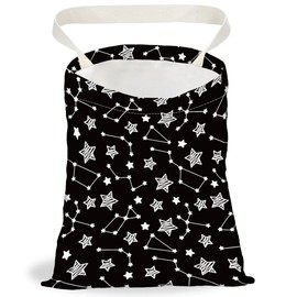 DELORIGIN Stars Print Car Trash Bag Hanging Garbage Bag with Snap Buttons Car Back Seat Trash Storage Portable Dustbin for Car Interior Accessories Travel Camping
