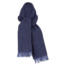 Biddy Murphy Men's Long Warm Scarf, 100% Wool Classic Herringbone Made in Ireland Black/Navy
