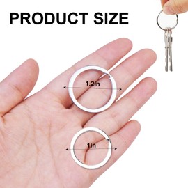 ASIRYVA 12 Pcs Key Ring Hoop, Key Rings Keyring Ringsfor Keychain, Car Keys, Dog Tag Ring, Crafts, Flat Split Rings1.2in'' - 6Pcs, 1'' -6Pcs(Silver)