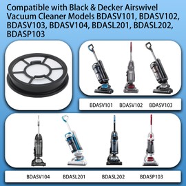 Aolleteau 2 Pack Filters Compatible with Black & Decker Airswivel Vacuum Cleaner Models BDASV101, BDASV102, BDASV103, BDASV104, BDASL201, BDASL202, BDASP103
