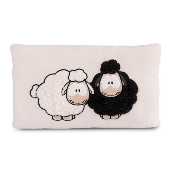 NICI 49682 Wooly Gang Cushion 43 x 25 cm White Sustainable Fluffy Cuddly Cushion for Boys, Girls, Babies and Cuddly Toy Lovers - Ideal for Home, Nursery or on the Go
