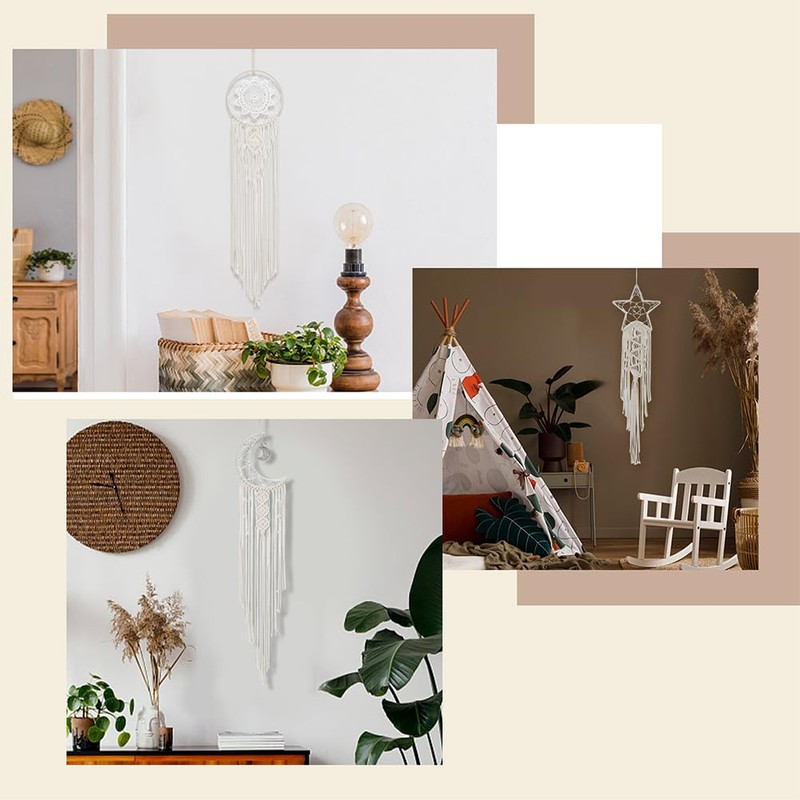 FREEBLOSS 3 Set Moon and Star Macrame Kit Star Moon