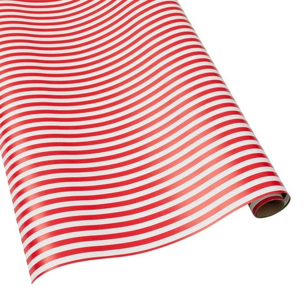 Caspari Club Stripe Reversible 30 in. x 8 ft. Wrapping Paper in Red & Green, 2 Rolls Included