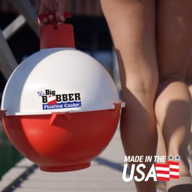 The Big Bobber Floating Cooler, Outdoors Floating Ice Chest, Portable Beverage Cooler, Keeps Drinks Cold, Red