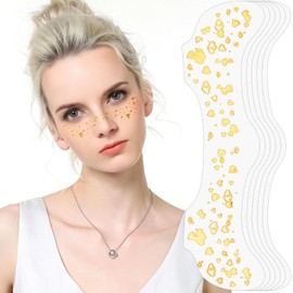 6 Piezas Corazón Tatuaje de Pecas con Purpurina Dorada, Tatuaje Temporal de Pecas con Brillo Dorado a Prueba de Agua, Tatuajes Temporales para Mujer, para Festivales, Fiestas y Carnavales (6Pcs Pecas de purpurina dorada-C)