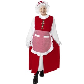Wabolay Mrs Claus Costume Adult Women 8PCS Miss Santa Clause Dress Deluxe Velvet Christmas Suit Plus Size Xmas Outfit Set L