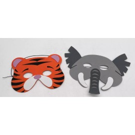 Animal Foam Fun Animal Mask, Party Mask for Children, 2 pack, Elephant, Tiger,