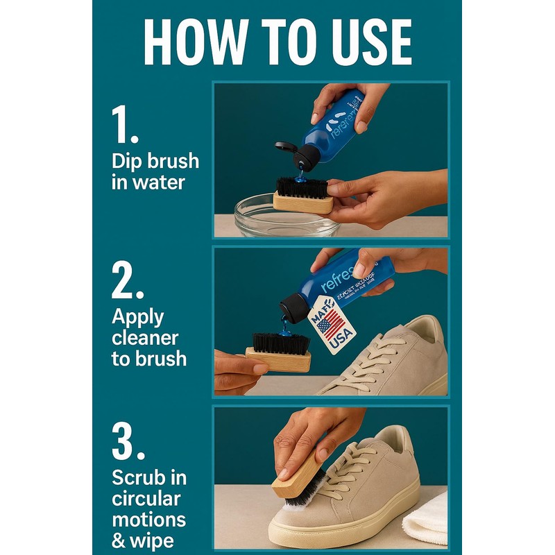 Refreshed Shoe Cleaner & Conditioner | 1x Cleaning Solution, 1x