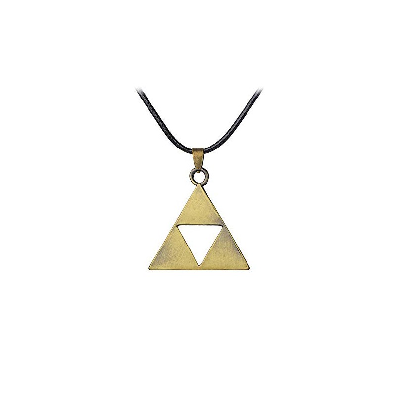 LLYANZ Antique Gold Plated Metal Leather Chain Zelda Pendant Necklace