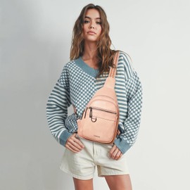 Leresas Sling Bag for Women 2024 Crossbody Bags Fanny Packs Sling Purse Backpack Shoulder Bag Travel Vegan Leather Light Pink