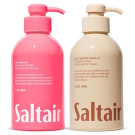Saltair Body Wash Variety Pack – Vanilla Coconut: Salt Water Vanilla & Pink Beach – Moisturizing Body Wash – Scented Shower Gel for Women and Men – 2x 17oz – Paraben & Cruelty-Free