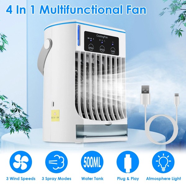 iMounTEK Mini Air Conditioner Fan with 3 Wind Speeds Quiet
