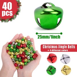 Jingle Bells, 40 Pcs 25mm Metal Craft Bells for DIY Festival Home Christmas Decor (Mixed color)
